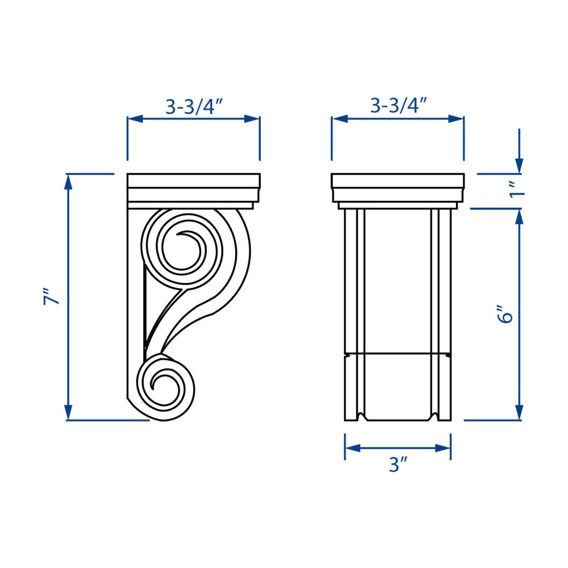 classic Scroll Corbel in Polar White, view 4