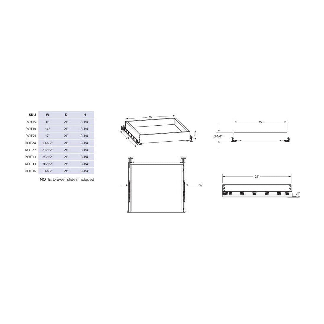 premium Soft Close Roll Out Tray for 33"W Base Cabinet, view 3