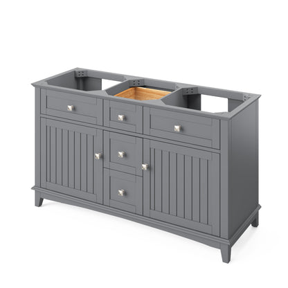 Savino 60" Double Bowl Freestanding Bathroom Vanity, Grey