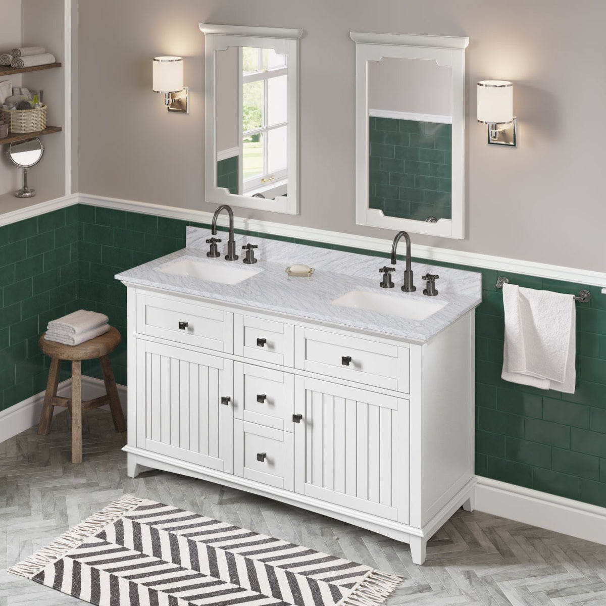 Savino 60" Double Bowl Freestanding Bathroom Vanity, alternate view