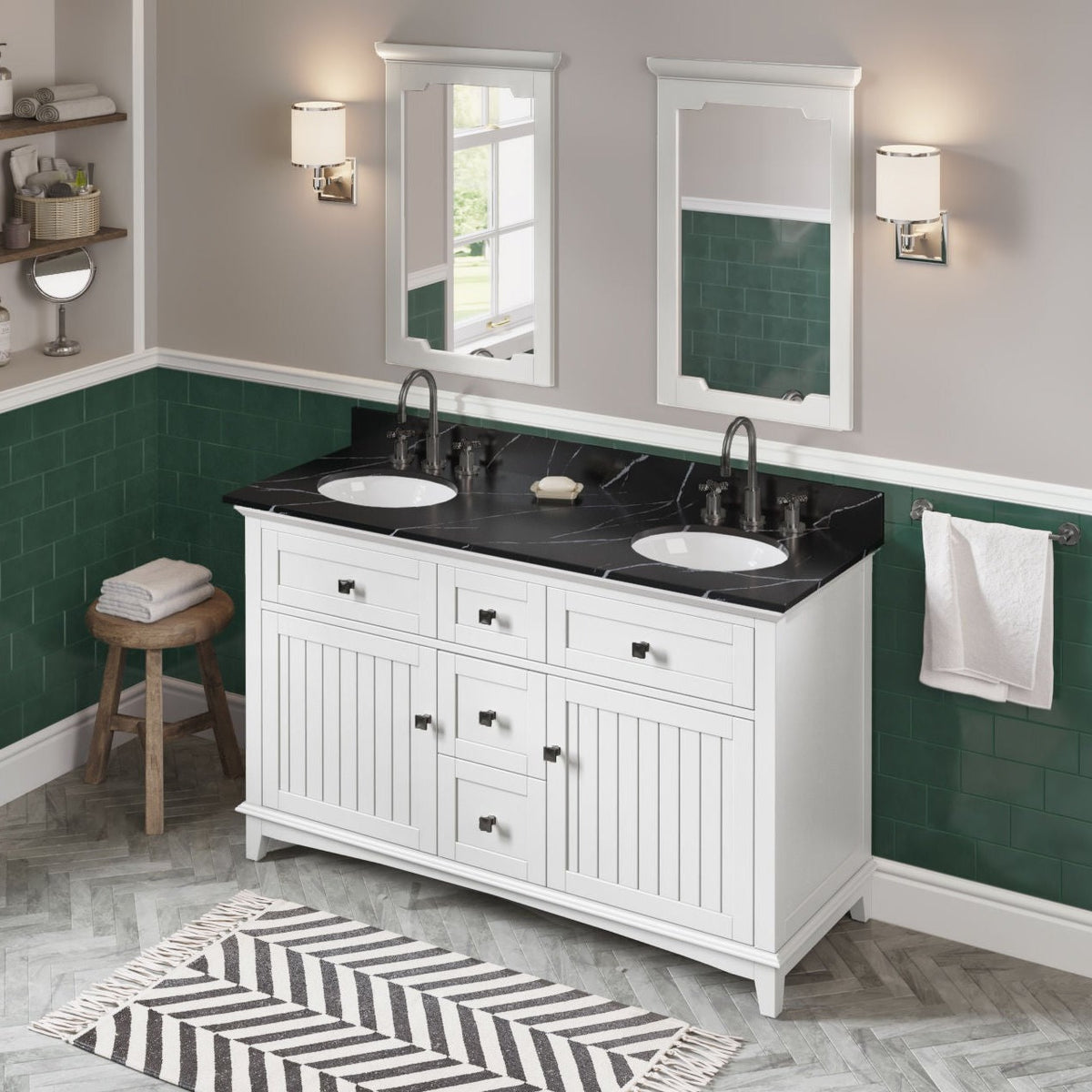Savino 60" Double Bowl Freestanding Bathroom Vanity, alternate view
