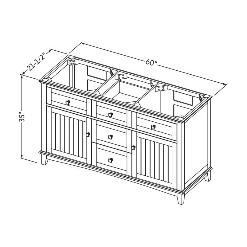 Savino 60" Double Bowl Freestanding Bathroom Vanity, alternate view