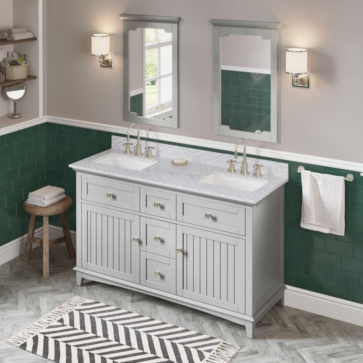 Savino 60" Double Bowl Freestanding Bathroom Vanity, alternate view