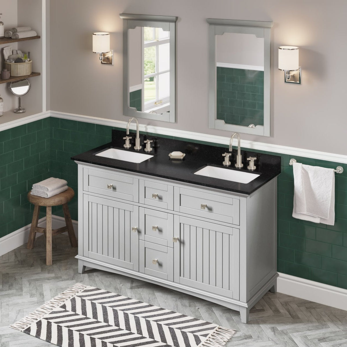 Savino 60" Double Bowl Freestanding Bathroom Vanity, alternate view