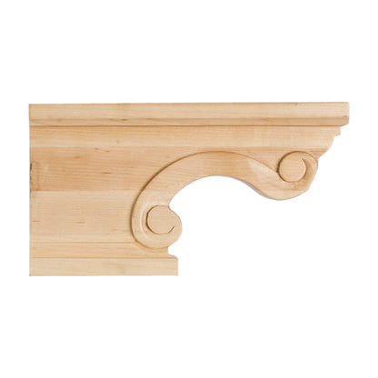 Scrolled Corner Wood Pedestal Foot, 8-1/4" x 1-1/2" x 4-1/2", Left