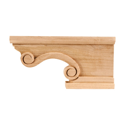 Scrolled Corner Wood Pedestal Foot, 8-1/4" x 1-1/2" x 4-1/2", Right