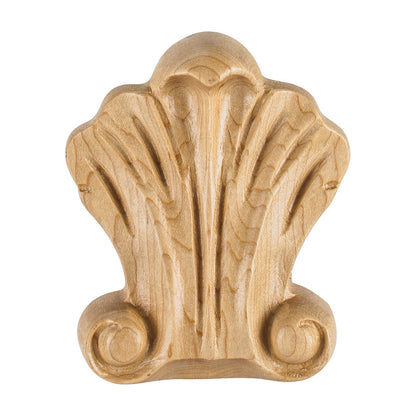 Shell Wood Applique, 3-1/4" x 3/4" x 3-3/4"