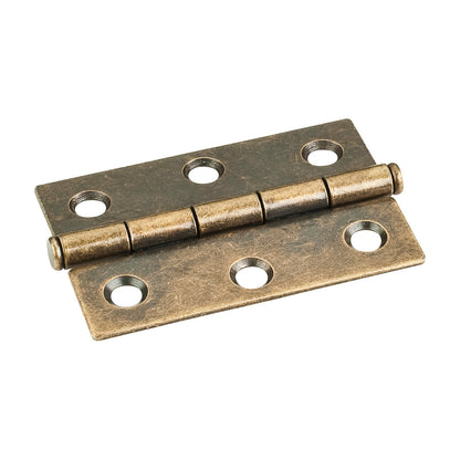 Single Full Swaged Butt Hinge, 2-1/2" x 1-11/16", Brushed Antique Brass