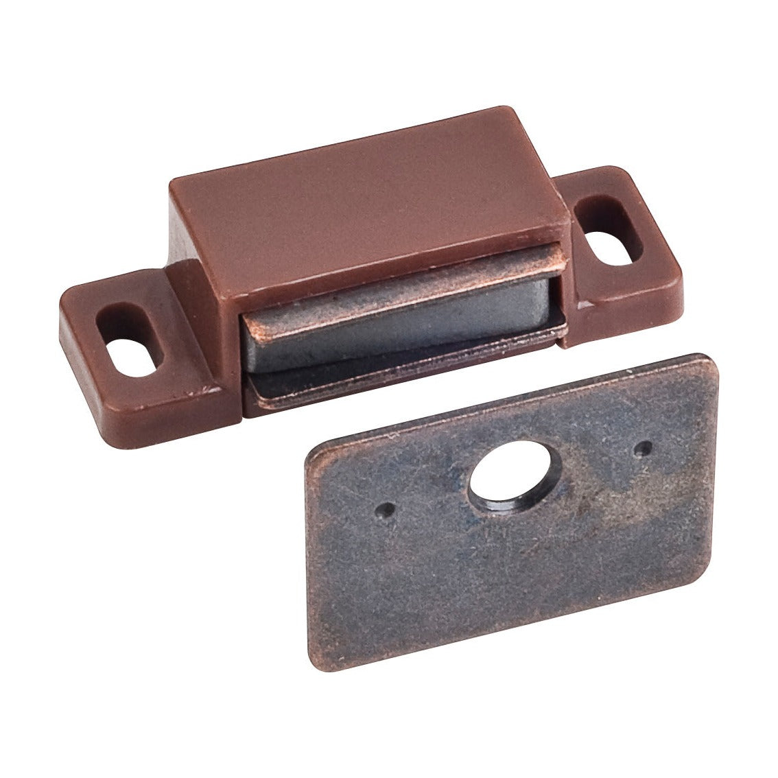 Single Magnetic Cabinet Catch, 8 lb, Brown, Bronze Strike, With Screws (Full Carton)