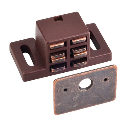Single Magnetic Cabinet Catch, 25 lb, Brown, Bronze Strike, With Screws (Full Carton)