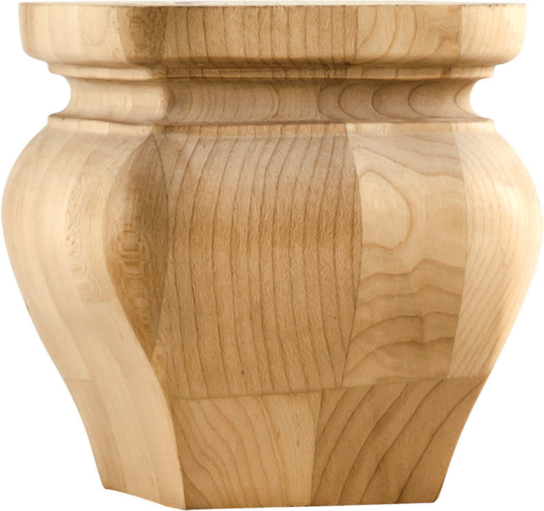 Square Transitional Wood Bun Foot, 4-1/4" x 4-1/4" x 4-1/4"