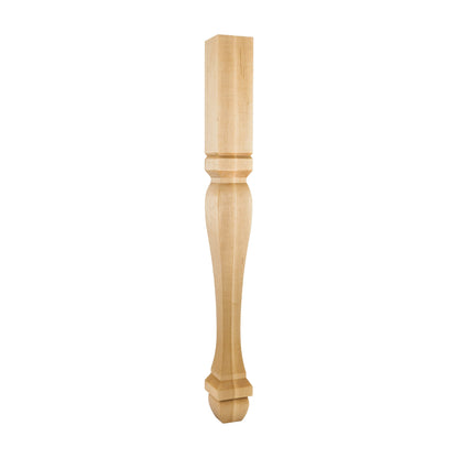 Square Wood Post / Table Leg with Foot, 3-1/2" x 3-1/2" x 35-1/2"