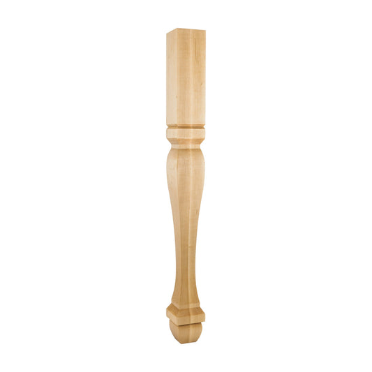 Square Wood Post / Table Leg with Foot, 3-1/2" x 3-1/2" x 35-1/2"