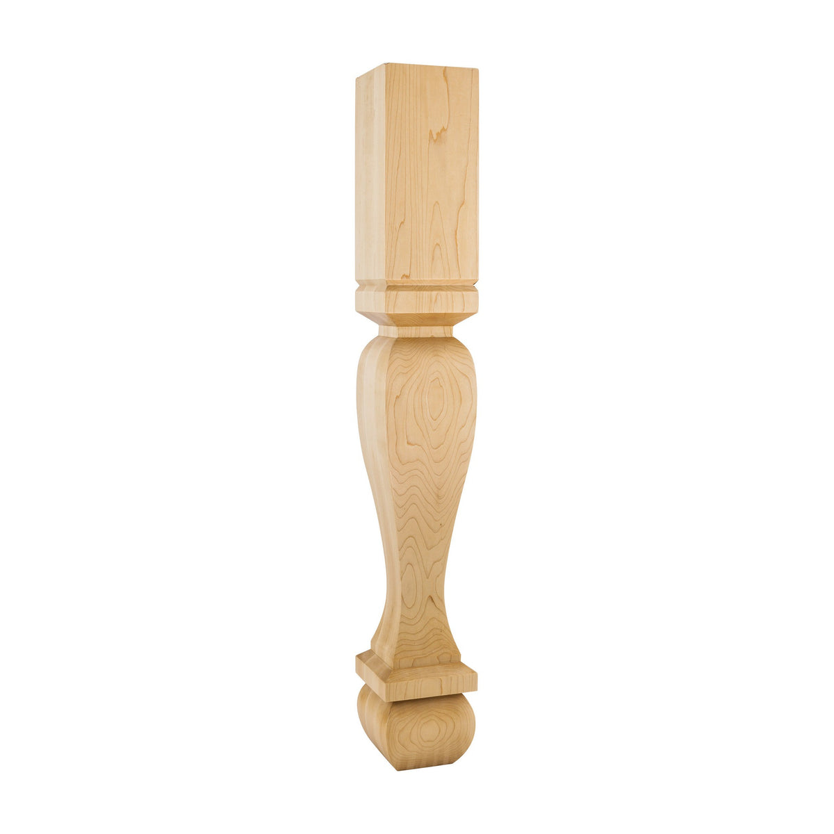 Square Wood Post / Table Leg with Foot, 5" x 5" x 35-1/2"
