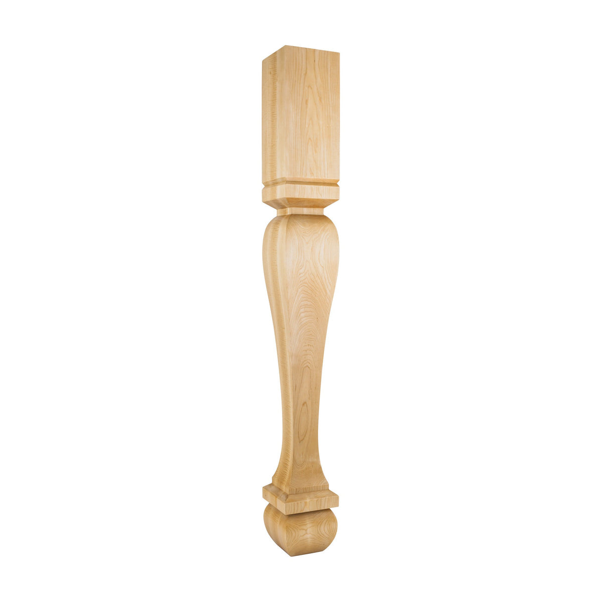 Square Wood Post / Table Leg with Foot, 5" x 5" x 42"