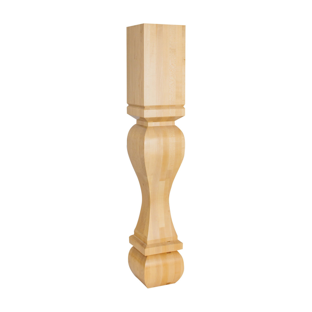 Square Wood Post / Table Leg with Foot, 6" x 6" x 35-1/2"