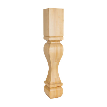 Square Wood Post / Table Leg with Foot, 6" x 6" x 35-1/2"
