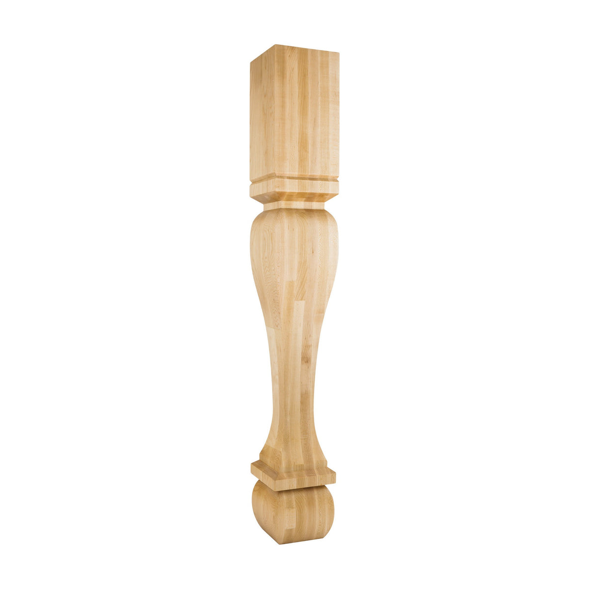 Square Wood Post / Table Leg with Foot, 6" x 6" x 42"