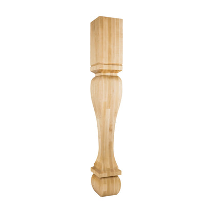 Square Wood Post / Table Leg with Foot, 6" x 6" x 42"