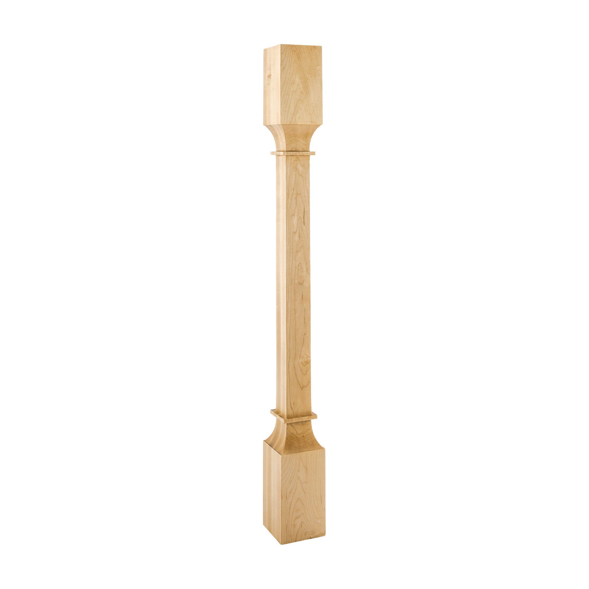 Square Wood Post with Carved Rings, 3-1/2" x 3-1/2" x 35-1/2"