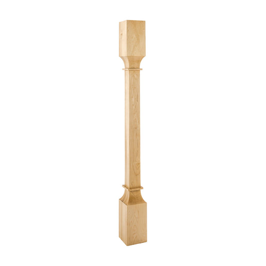 Square Wood Post with Carved Rings, 3-1/2" x 3-1/2" x 35-1/2"