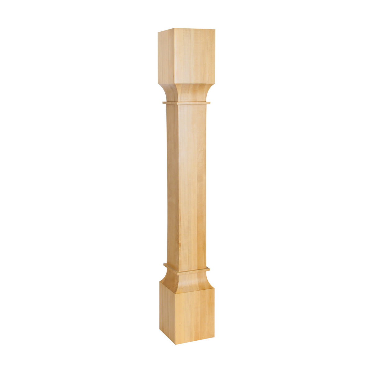Square Wood Post with Carved Rings, 5" x 5" x 35-1/2"