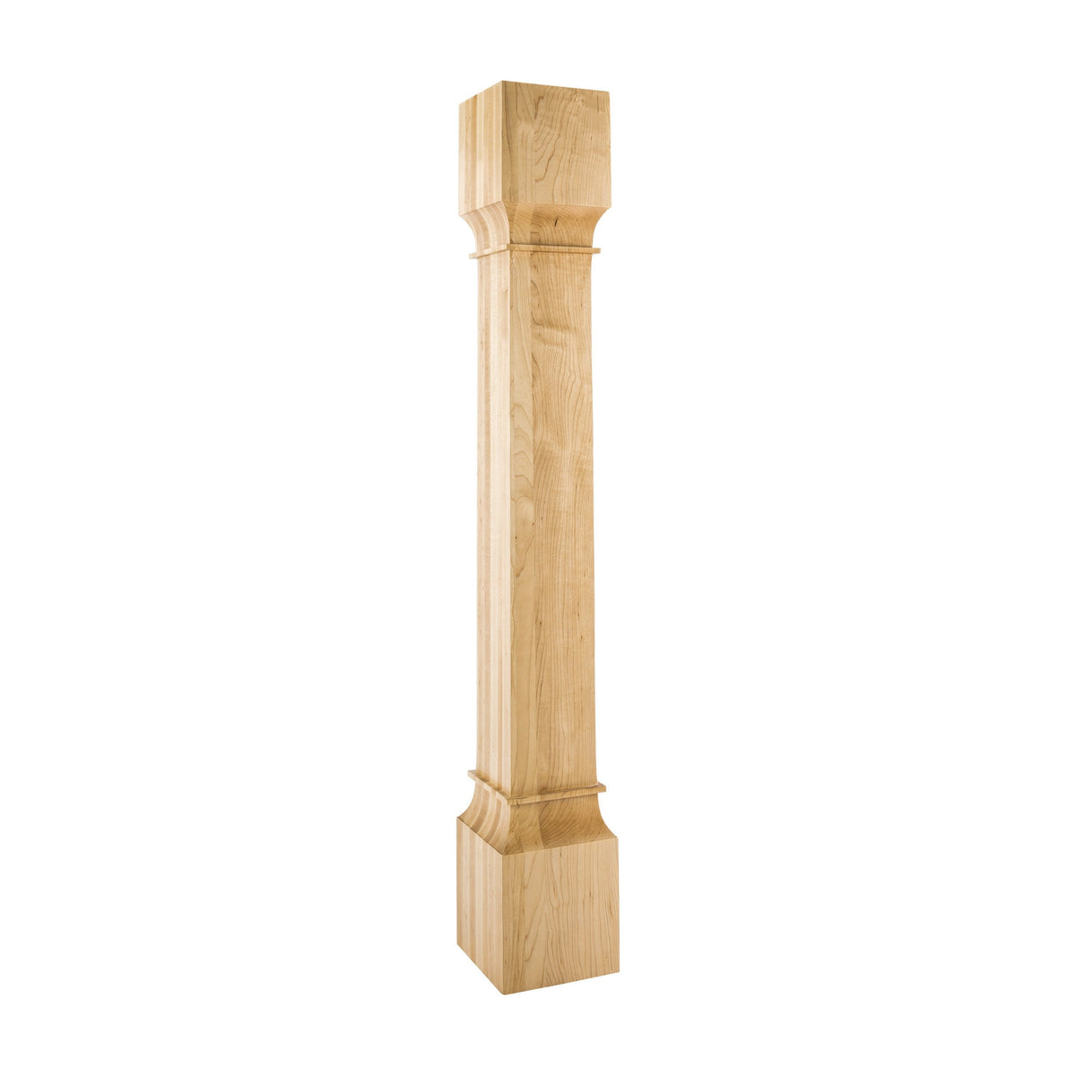 Square Wood Post with Carved Rings, 6" x 6" x 42"