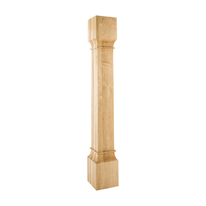 Square Wood Post with Carved Rings, 6" x 6" x 42"