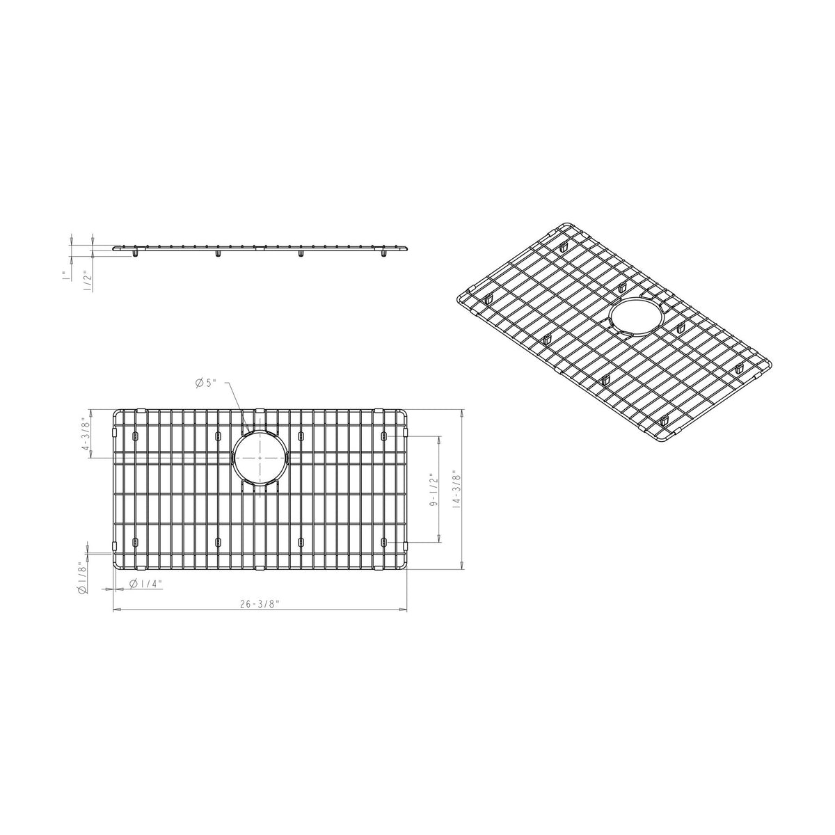 Stainless Steel Kitchen Sink Grid for Augustin 30" Single Bowl Sink, Stainless Steel, alternate view