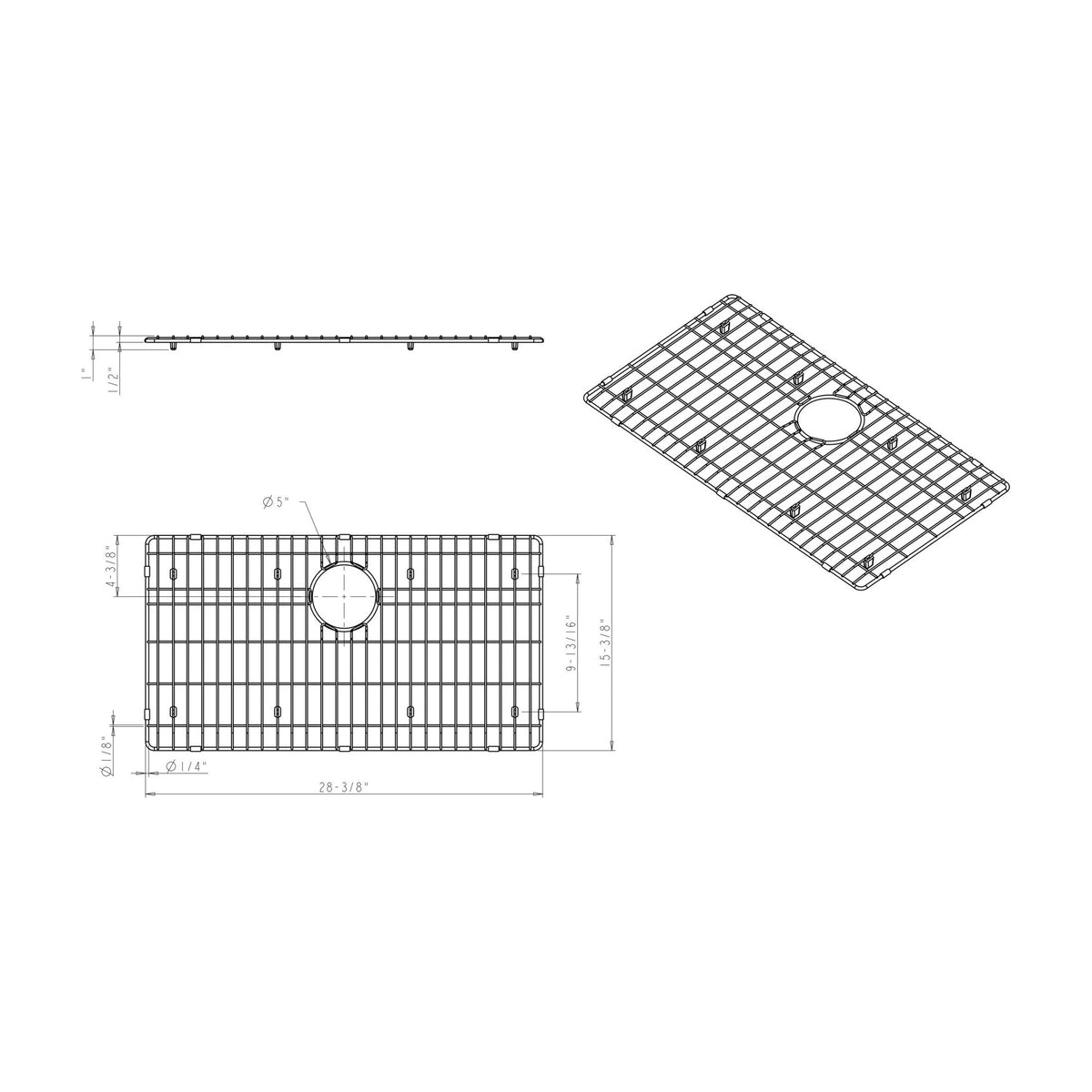 Stainless Steel Kitchen Sink Grid for Augustin 32" Single Bowl Sink, Stainless Steel, alternate view