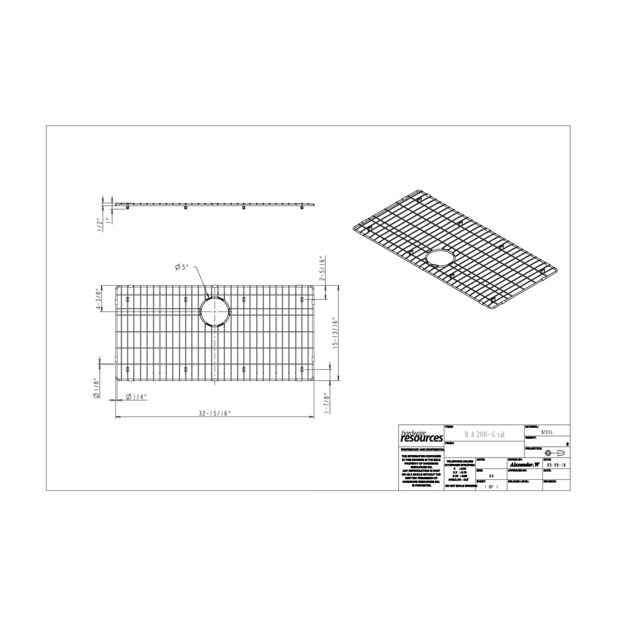 Stainless Steel Kitchen Sink Grid for Rosamund 36" Farmhouse Single Bowl Sink, Stainless Steel, alternate view