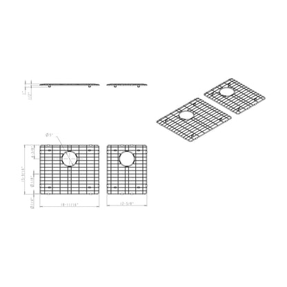 Stainless Steel Kitchen Sink Grid Set for Rosamund 36" Farmhouse Double Bowl Sink, Stainless Steel, alternate view
