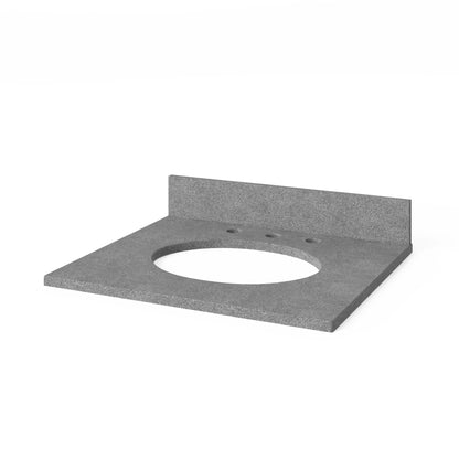 Steel Grey Cultured Marble Vanity Top, 25" Single Oval Bowl Cutout