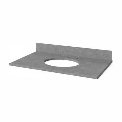 Steel Grey Cultured Marble Vanity Top, 37" Single Oval Bowl Cutout