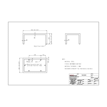 Steel Square Vanity Leg Frame, 30" dimension drawing