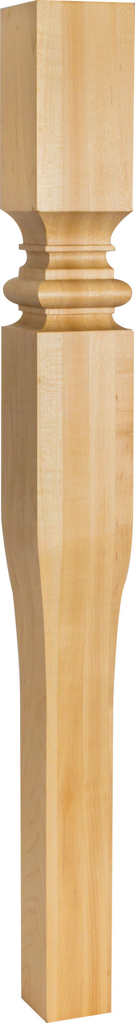 Tapered Wood Post with Bullnose and Cove Accents, 3-1/2" x 3-1/2" x 35-1/2"
