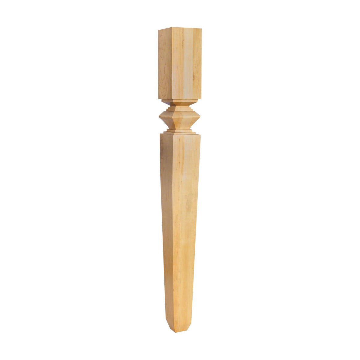 Tapered Wood Post with Diamond Carving, 3-3/4" x 3-3/4" x 35-1/2"