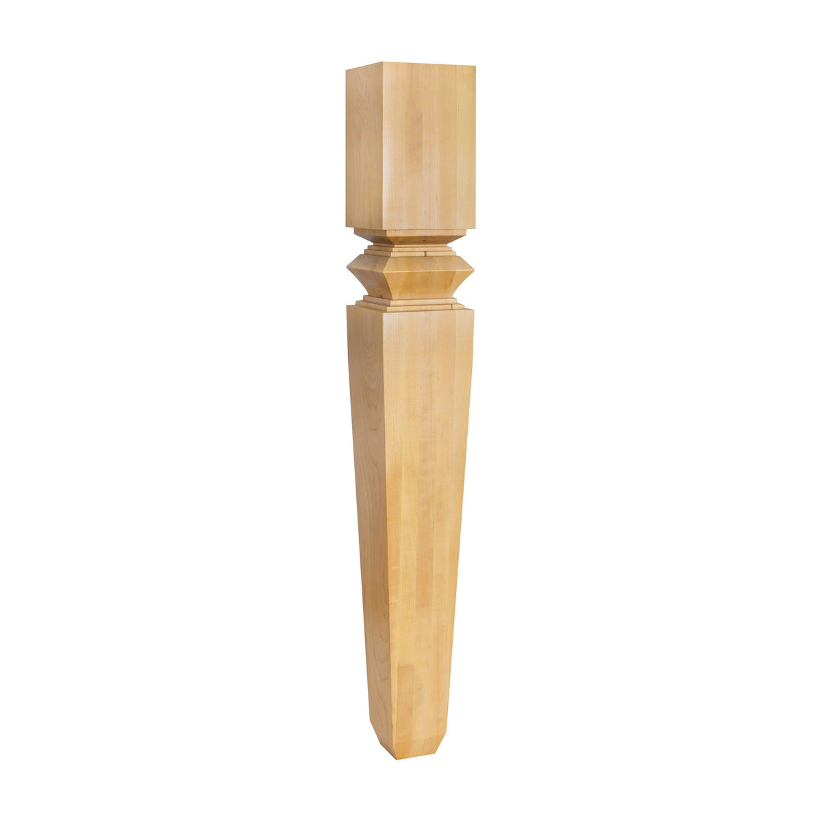 Tapered Wood Post with Diamond Carving, 5" x 5" x 35-1/2"