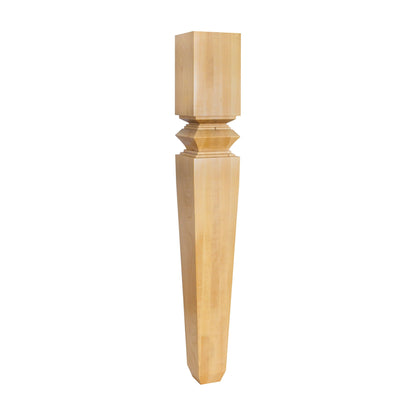 Tapered Wood Post with Diamond Carving, 5" x 5" x 35-1/2"