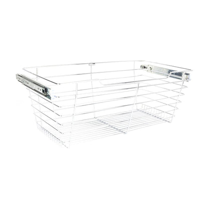 Tate Closet Pullout Basket with Slides in Chrome (14"D), 11" height