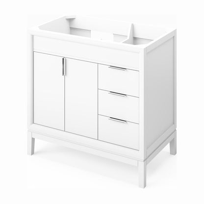 Theodora 36" Left Offset Bowl Freestanding Bathroom Vanity, White