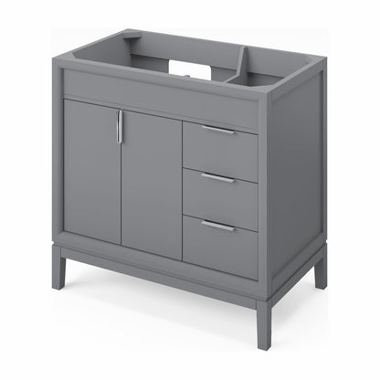 Theodora 36" Left Offset Bowl Freestanding Bathroom Vanity, Grey