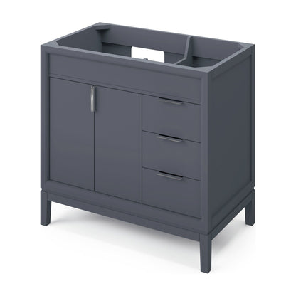 Theodora 36" Left Offset Bowl Freestanding Bathroom Vanity, Blue Steel