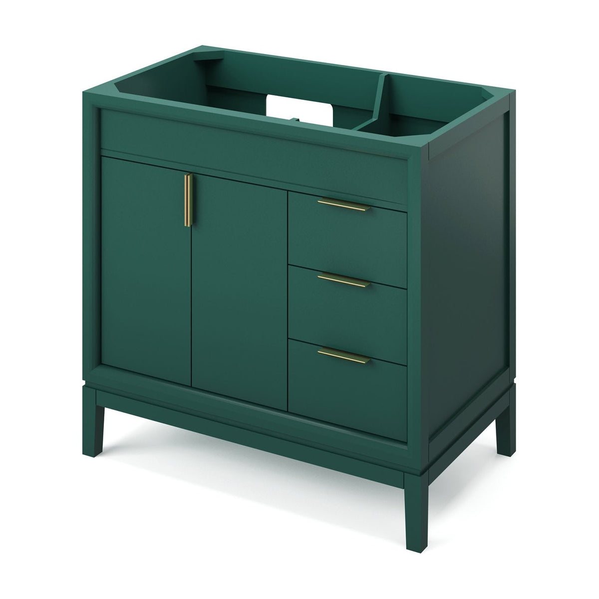 Theodora 36" Left Offset Bowl Freestanding Bathroom Vanity, Forest Green