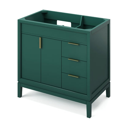 Theodora 36" Left Offset Bowl Freestanding Bathroom Vanity, Forest Green