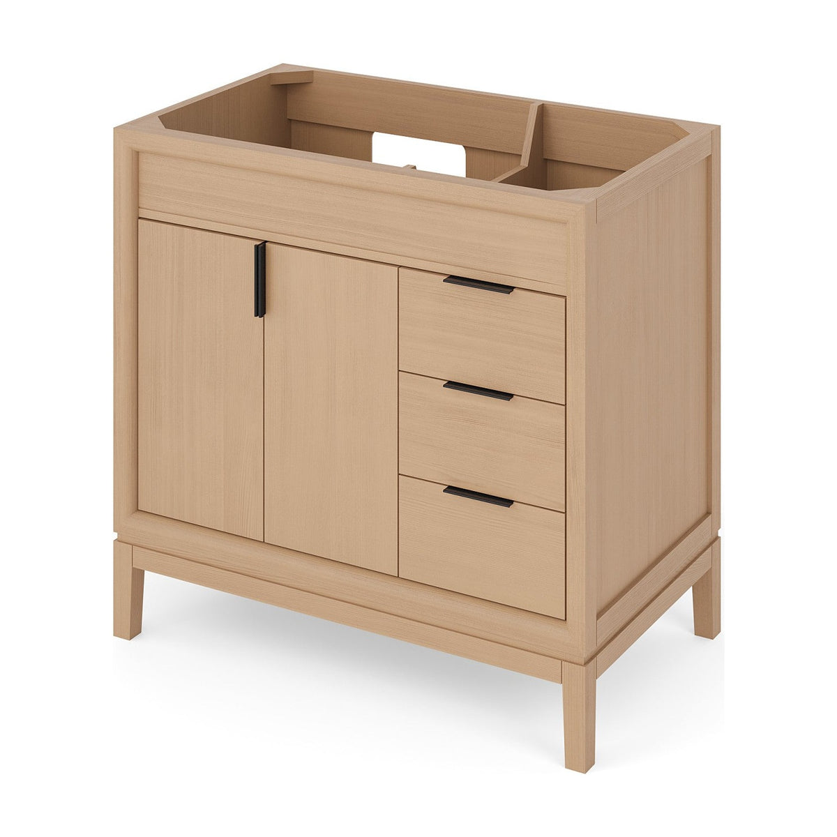 Theodora 36" Left Offset Bowl Freestanding Bathroom Vanity, Natural Oak
