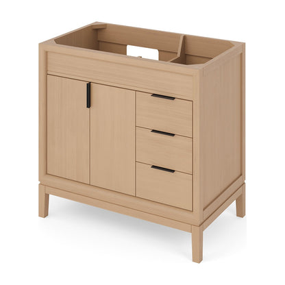Theodora 36" Left Offset Bowl Freestanding Bathroom Vanity, Natural Oak