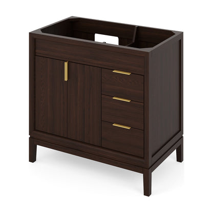 Theodora 36" Left Offset Bowl Freestanding Bathroom Vanity, Dark Walnut