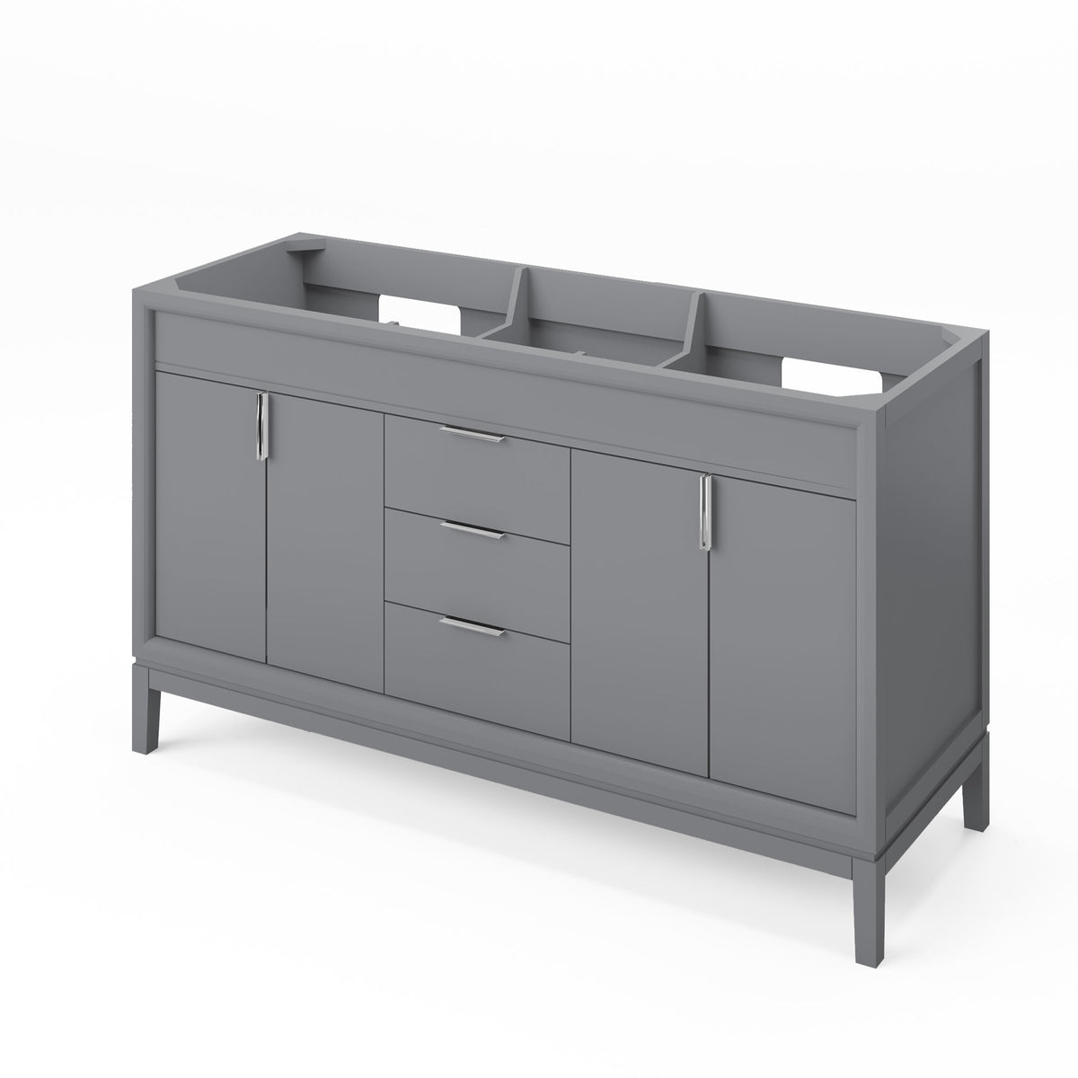 Theodora 60" Double Bowl Freestanding Bathroom Vanity, Grey