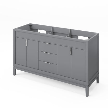 Theodora 60" Double Bowl Freestanding Bathroom Vanity, Grey